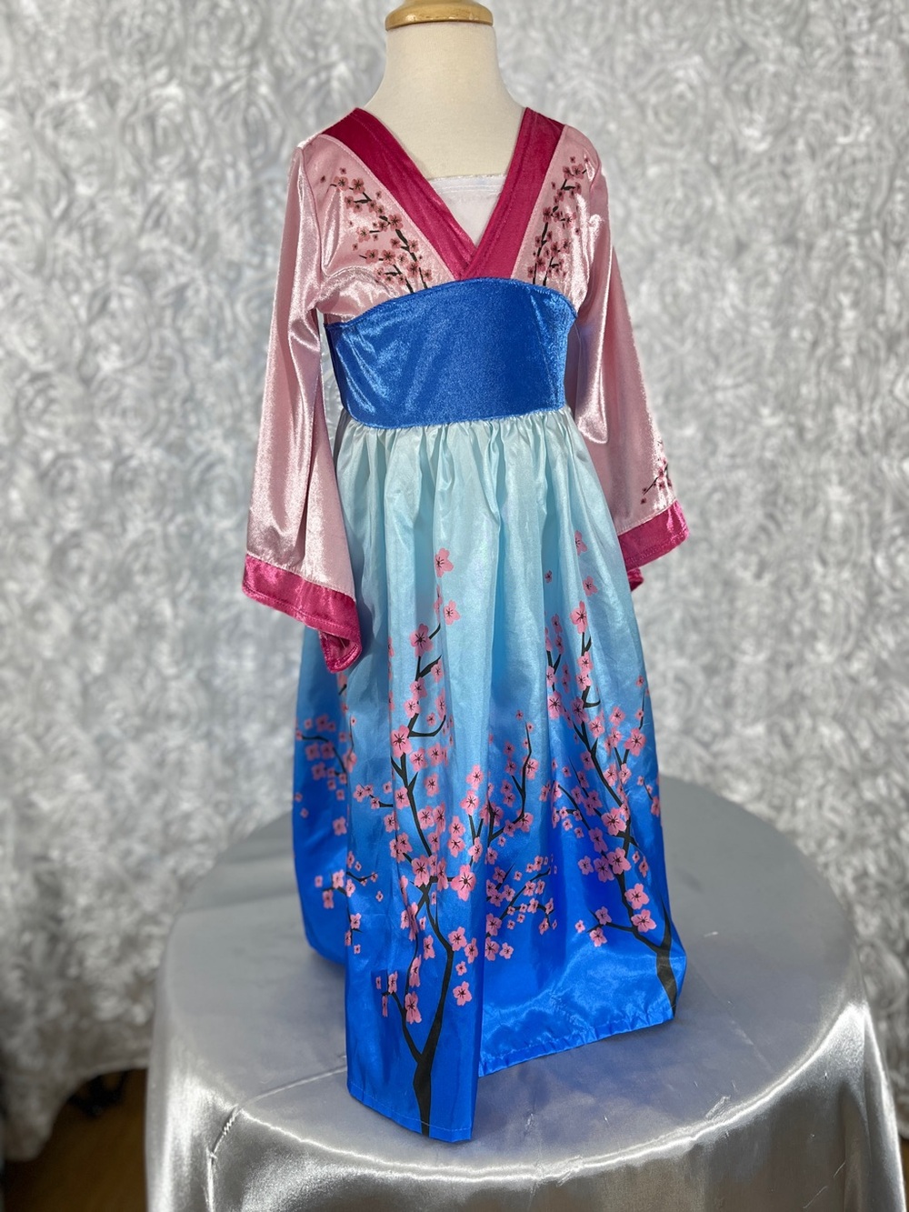 Girls Mulan Cherry Blossom Costume Dress in Pink & Blue -